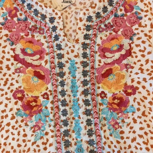 Savanna Jane Top Womens Small Floral Embroidered Boho Cottagecore - Picture 4 of 8